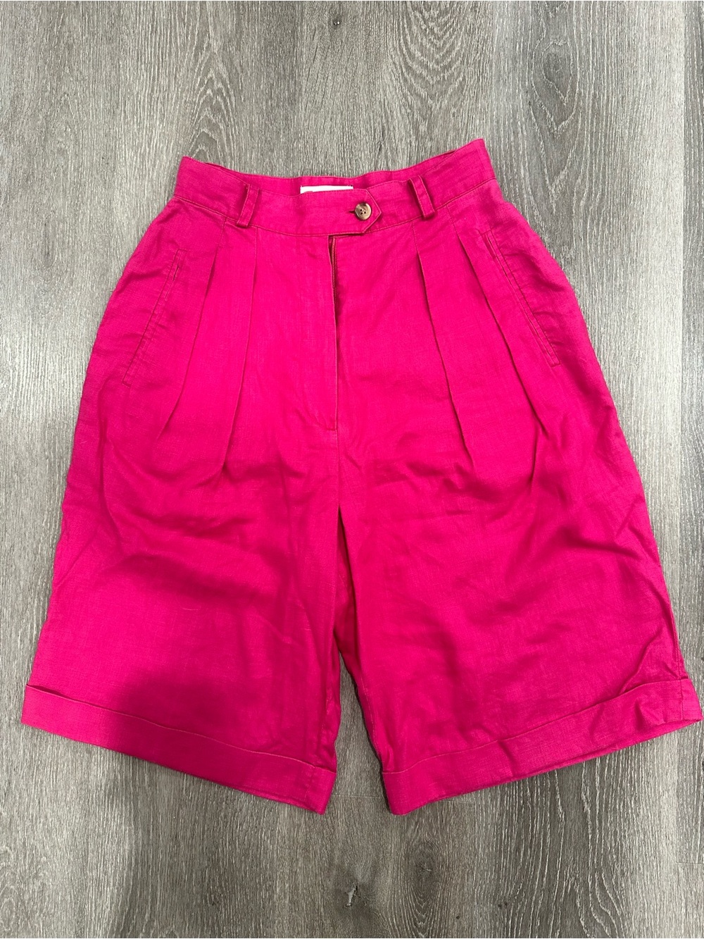 Talbots Hot Pink Pleated High-Waist Bermuda Shorts